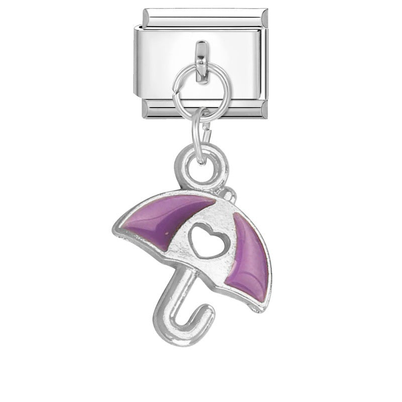 Wholesale  Italian Charm Bracelet 9mm DIY Pink Pendant Creative Stainless Steel Composable Bracelet