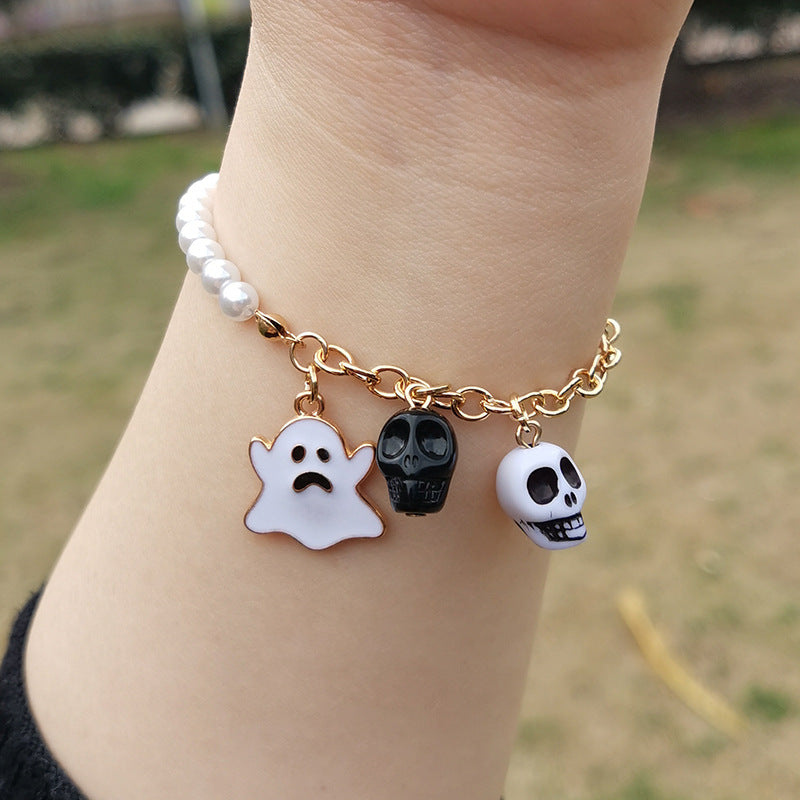 Wholesale Ghost Bat Pumpkin Skull Pendant Halloween Beaded Bracelet ACC-BT-Haol012