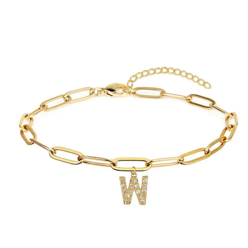 Wholesale 26 Letters Diamond Alloy Bracelet ACC-BT-YingHao003