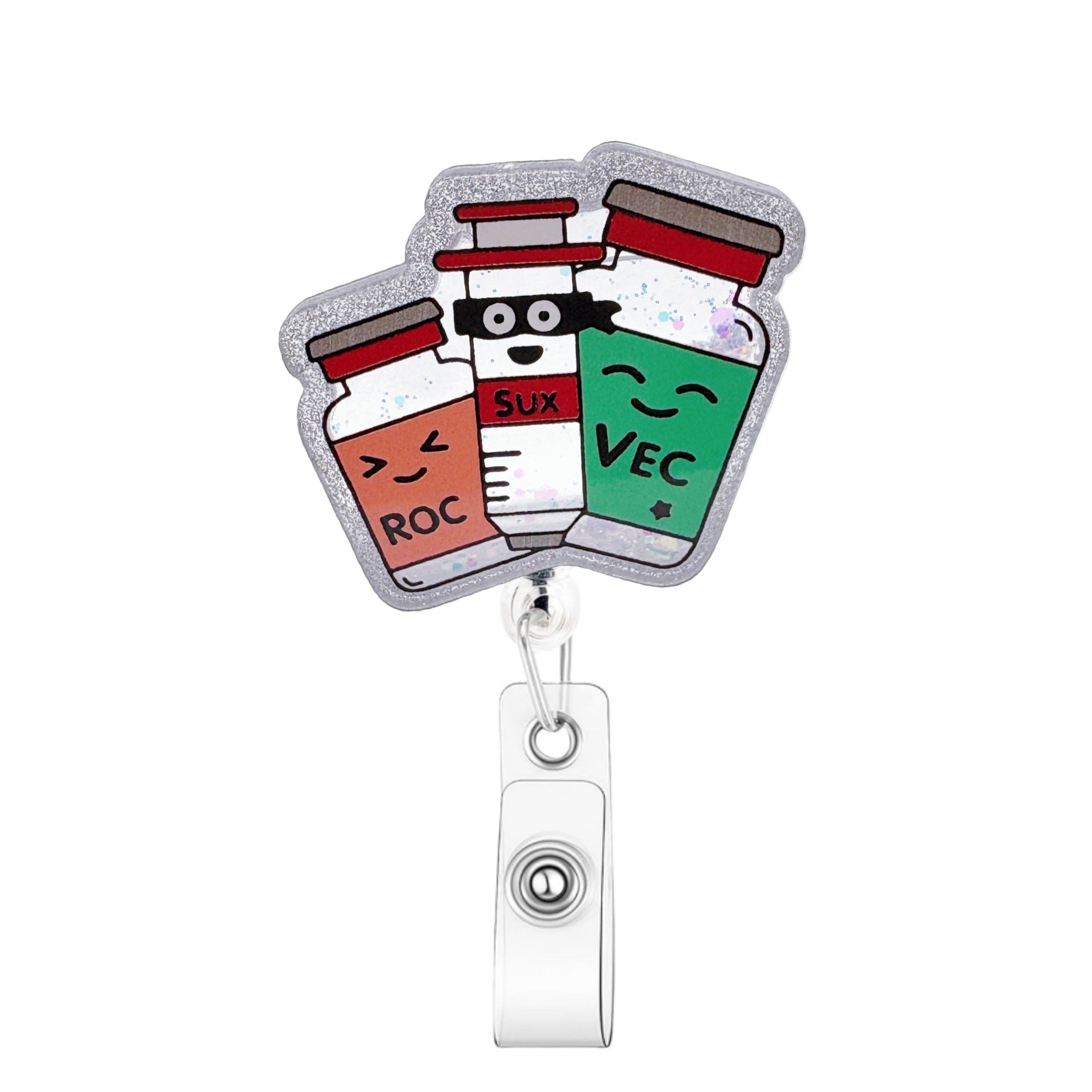 Wholesale  spot glitter liquid retractable Badge Reels,