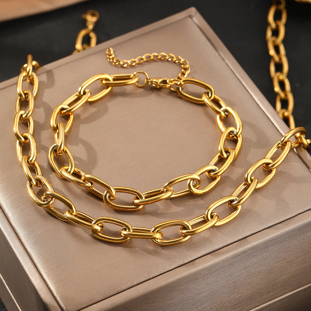 Wholesale 18K Gold Stainless Steel Wire Chain Long Bracelet Necklaces