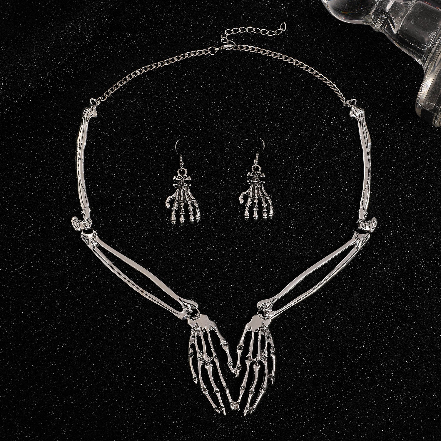 Wholesale  Skull Ghost Claw Necklace and Earrings Set Dark Gothic Style Party Jewelry