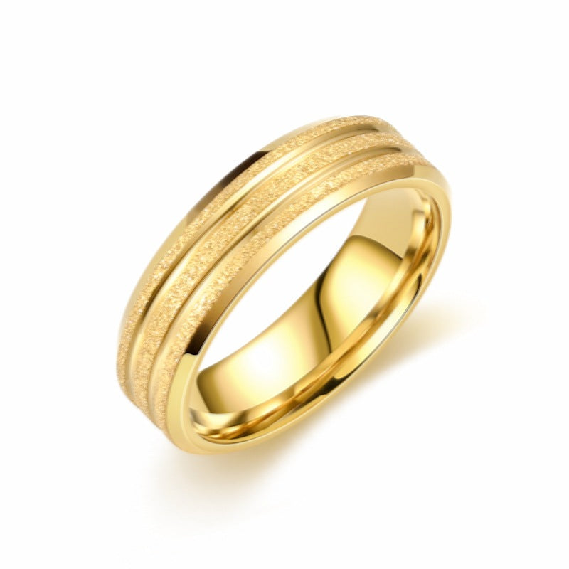 Wholesale love frosted ring fashion sand gold stainless steel ring