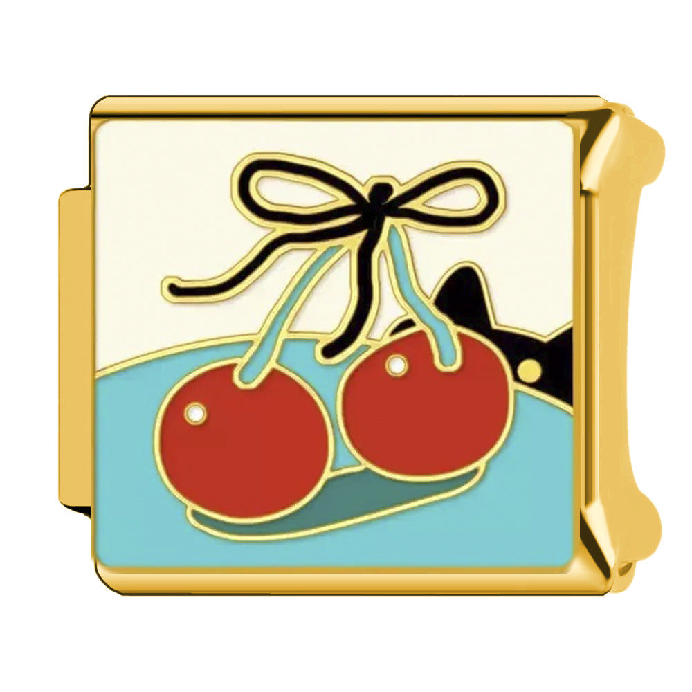 Wholesale Italian Charm Bracelet 9mm DIY  Fruit Cherry Creative Stainless Steel Composable Bracelet