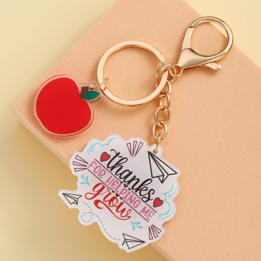 Wholesale  creative acrylic apple SCHOOLTIME letters teacher's day keychain