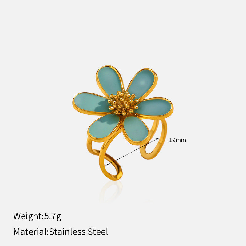 Wholesale  Stainless Steel Oil Dripping Flower Ring