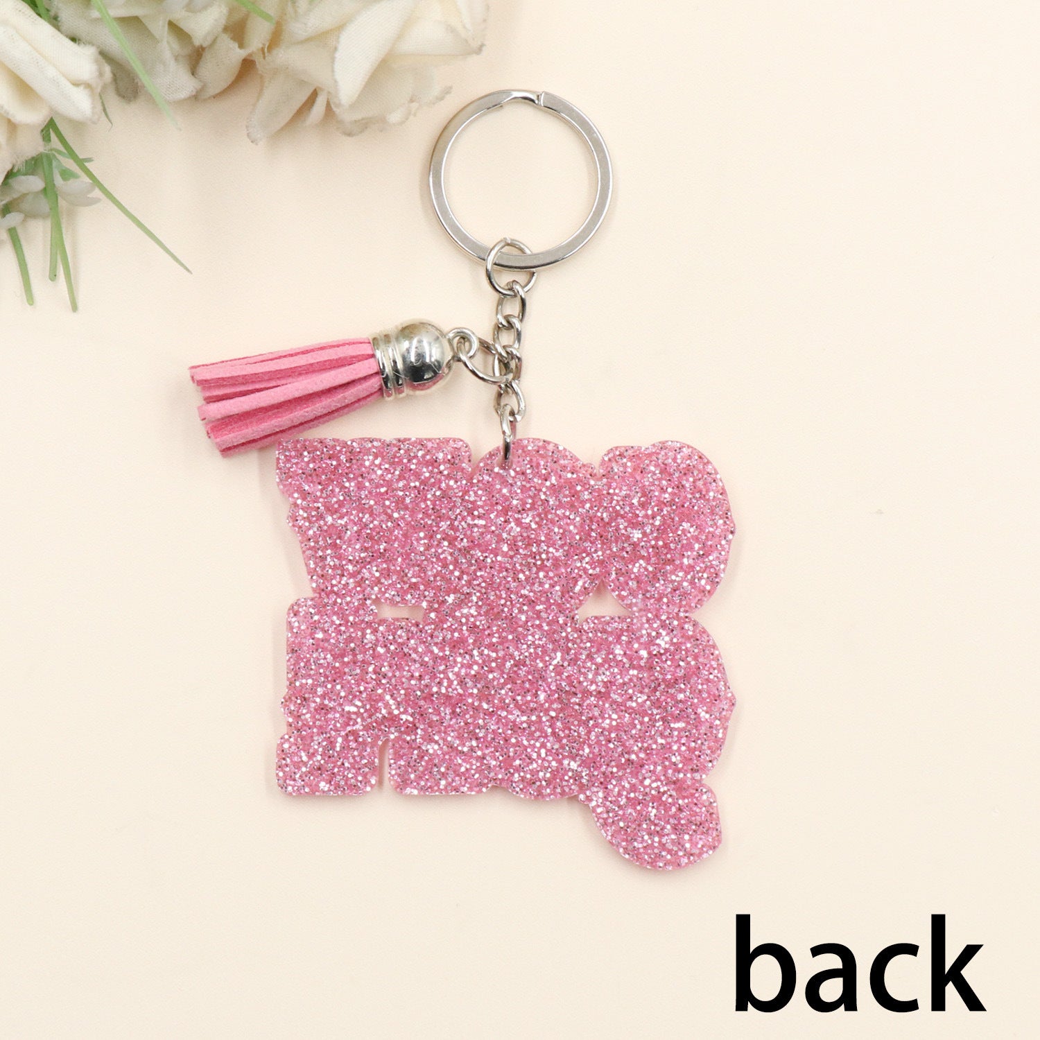 Wholesale Western Style COW GIRL Pink Glitter Acrylic Keychain Creative Keychain Western style ACC-KC-XiaoYan002