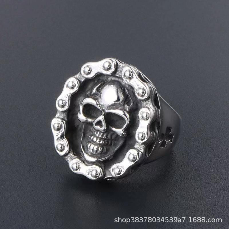 Wholesale Alloy Skull Ghost Head Ring Vintage Punk Adjustable Boutique Resale Jewelry