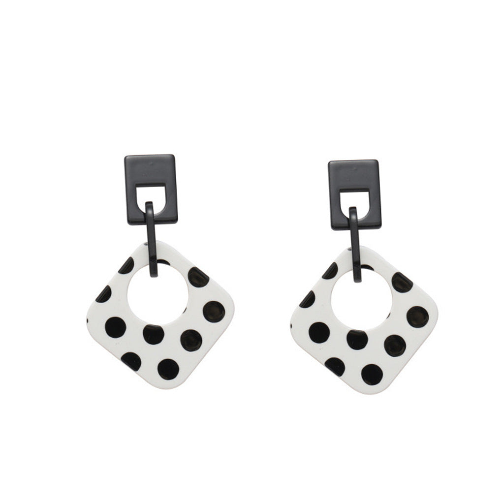 Wholesale black and white polka dot geometric diamond acrylic earrings