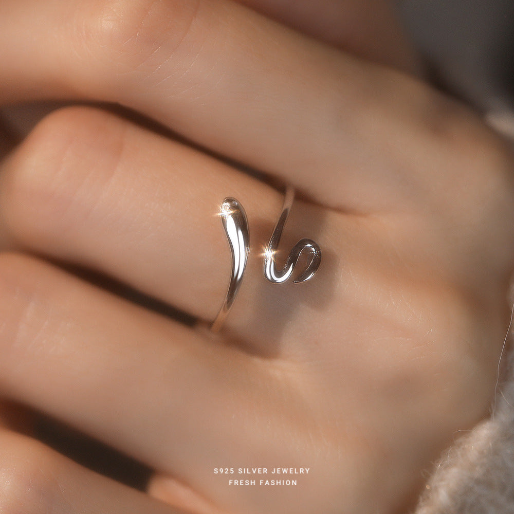 Wholesale s925 sterling silver snake open ring