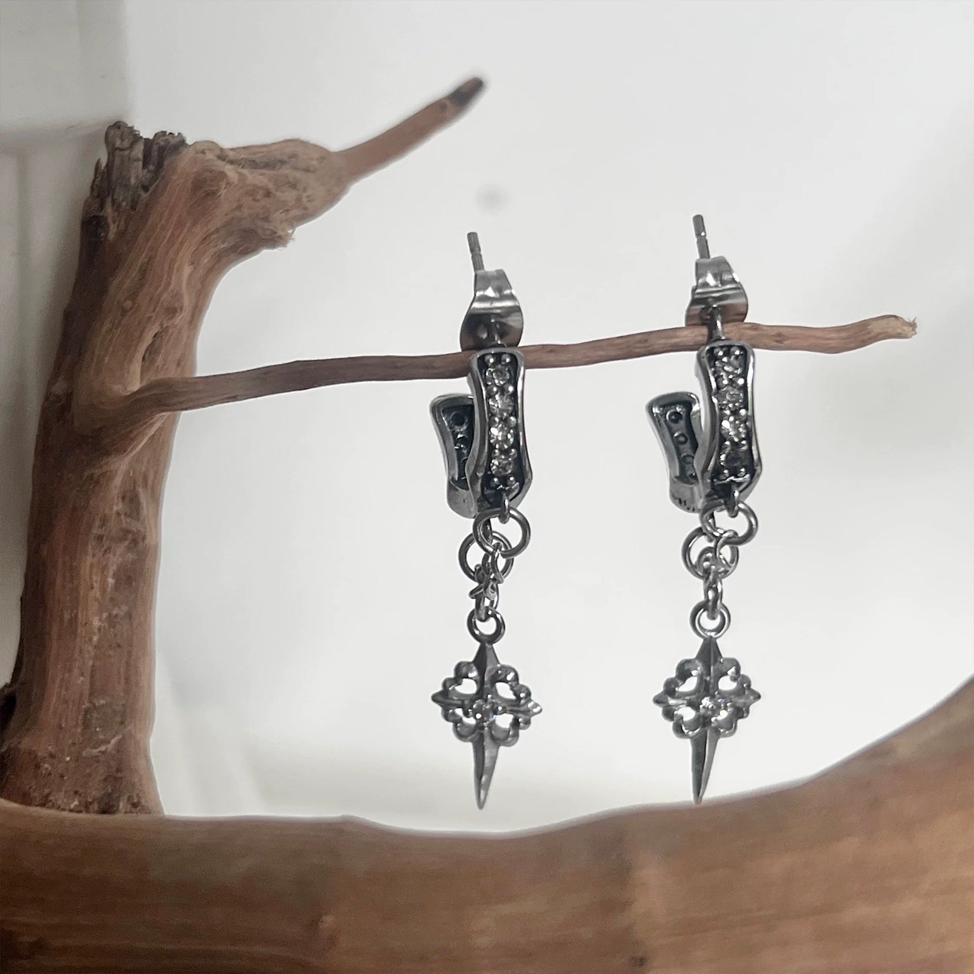 Wholesale Gothic Earrings Tassel Cross Earrings