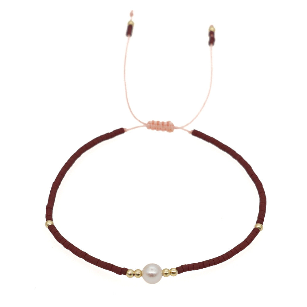 Bracelet de perles d'or des perles de riz en gros tissées à la main