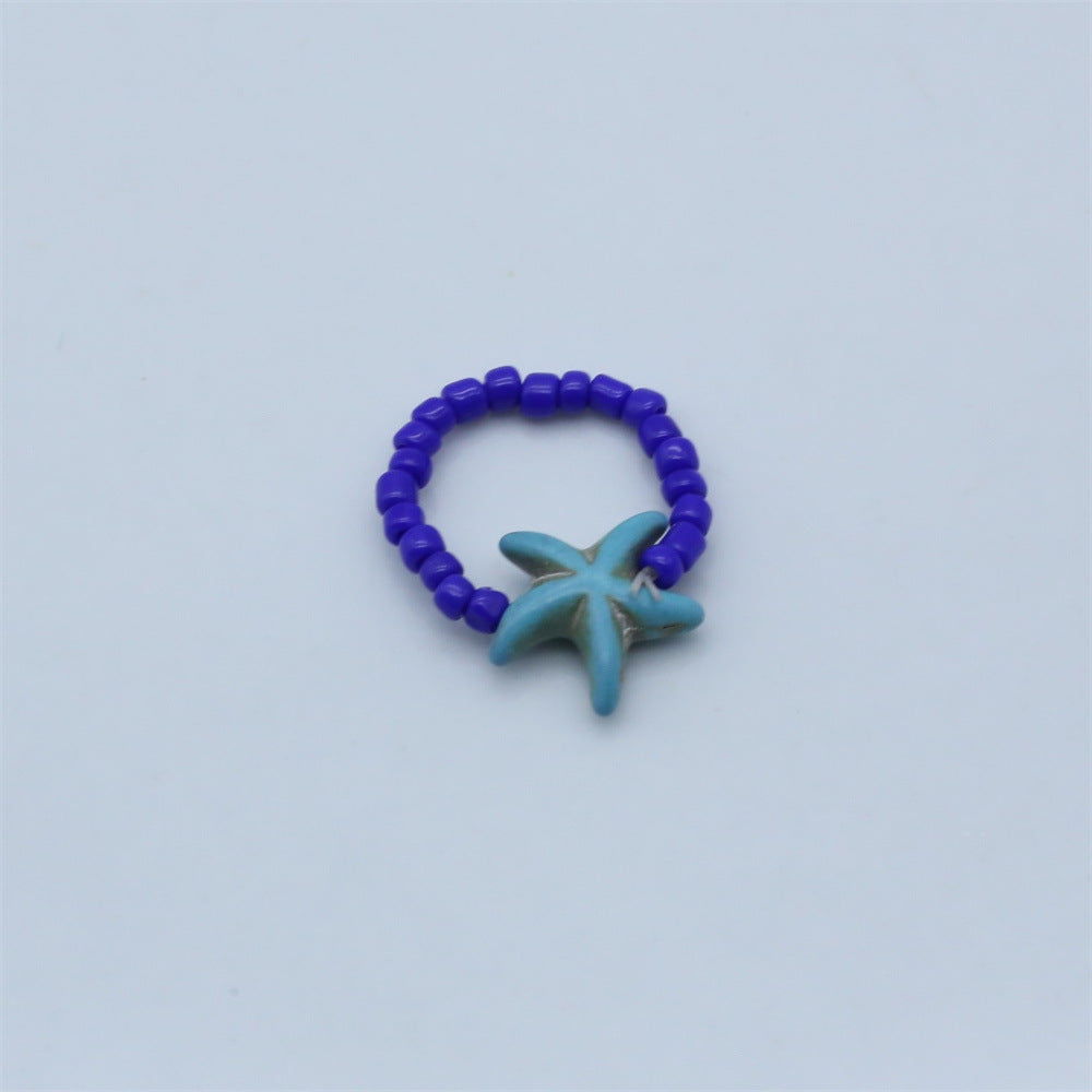 Wholesale  bohemian beach style starfish rice beads beaded bracelet