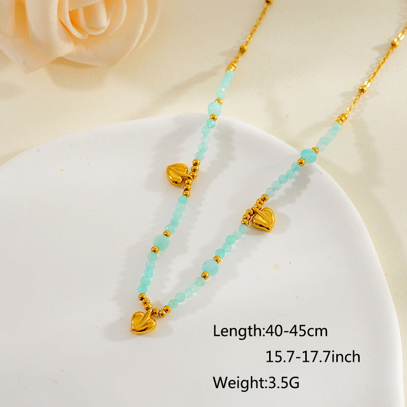Wholesale Natural Stone Stainless Steel  Pendant Necklace