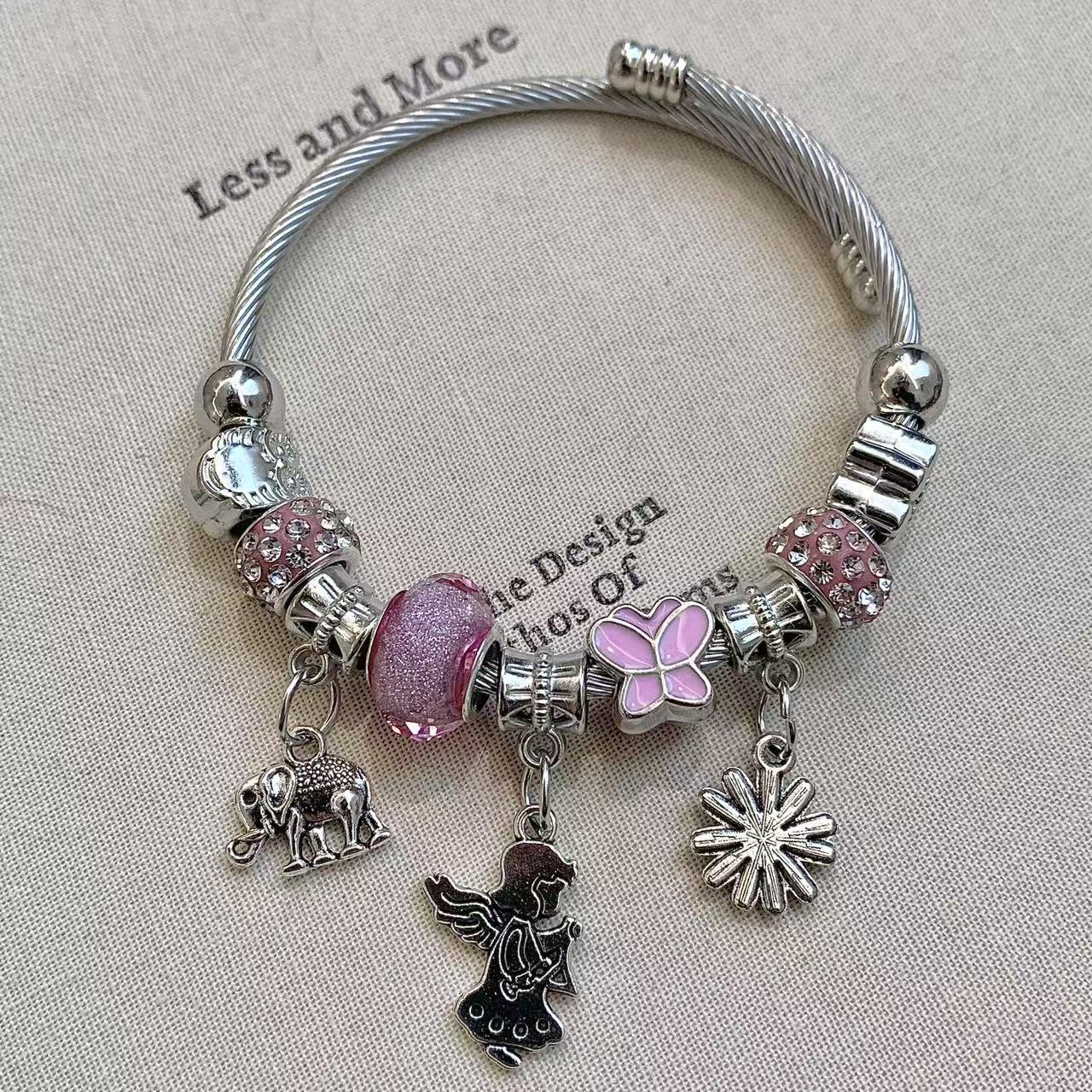 Wholesale DIY Beaded Multi-Element Stainless Steel Rhinestone  Bracelet