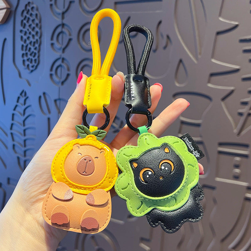 Wholesale Boutique Leather Animal Keychain Cute Pendant For Car Keys Backpack Bag Charm