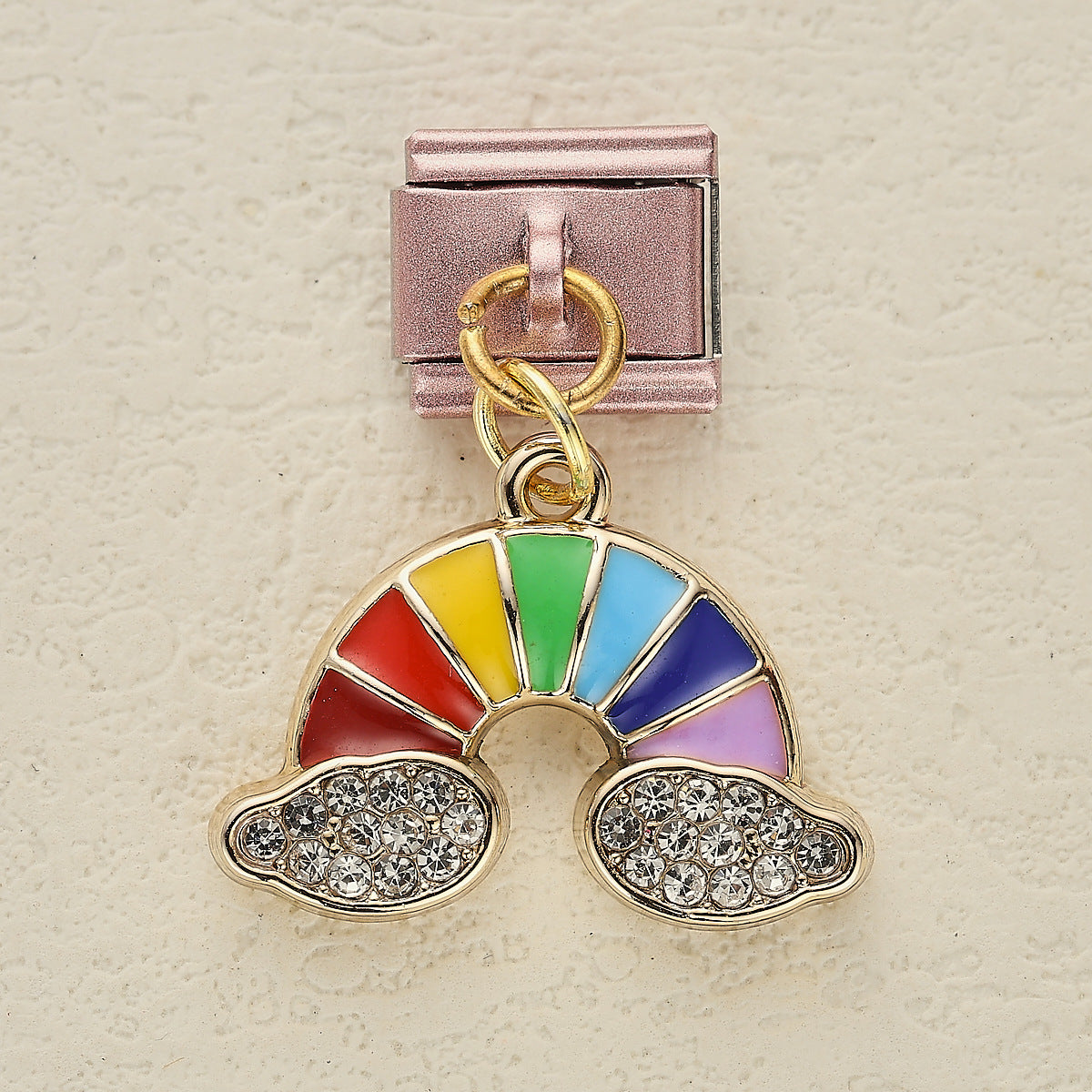 Wholesale 10pcs Italian Charm Bracelet 9mm DIY Splicing Rainbow Puppy Heart Element Pendant Stainless Steel Composable Bracelet