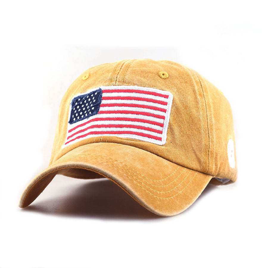 Wholesale American Flag Classic  Baseball Cap Embroidered Letter Patch Washed Cotton Hat