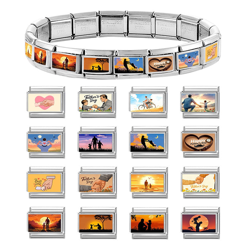 Wholesale Italian-Style DIY Bracelet Kit,  Stainless Steel Printed Modular Jewelry,  Fashion Accessory for Resale