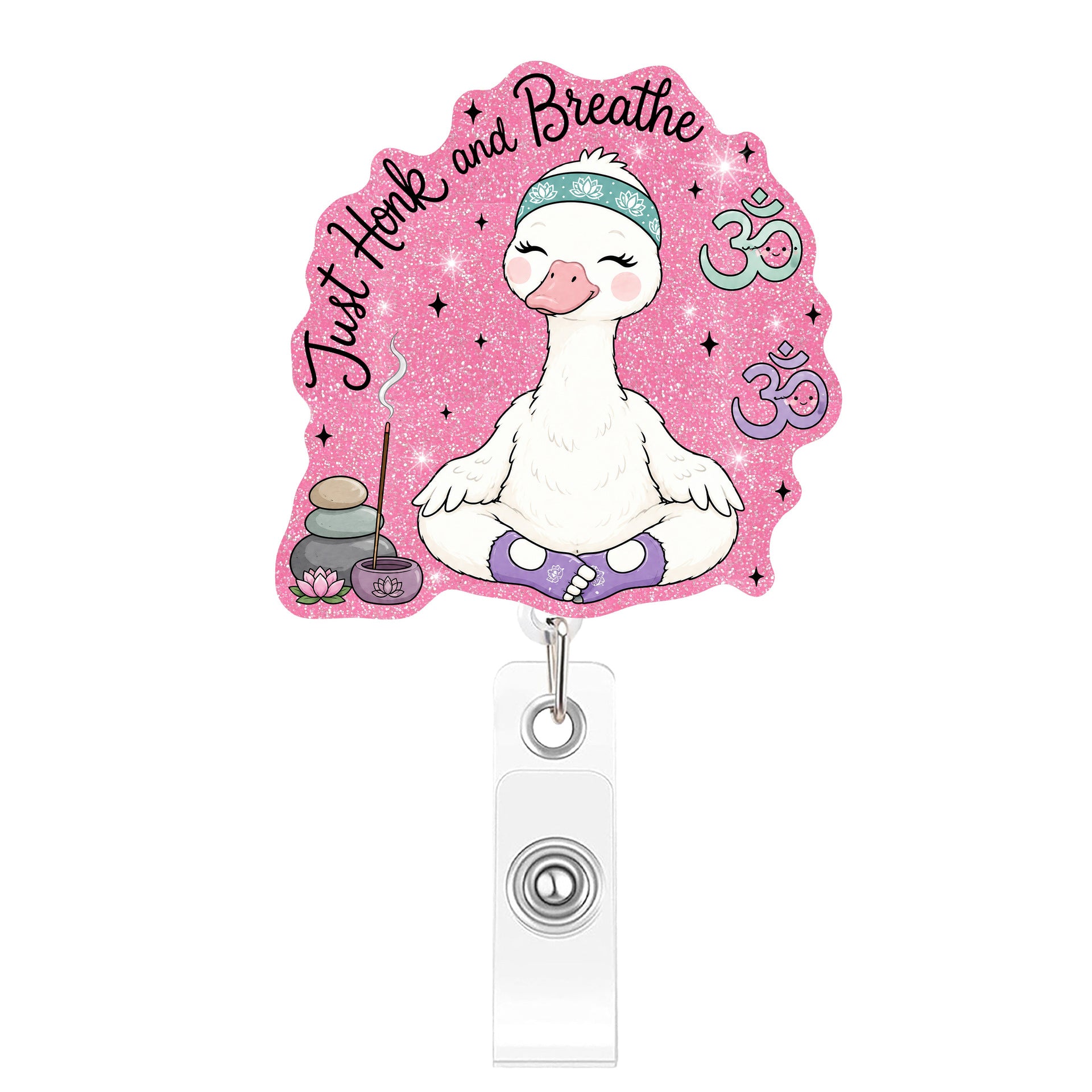 Wholesale Plastic Retractable Badge Clip Pink Goose Design Stylish Office ID Card Holder And Everyday Work Accessory