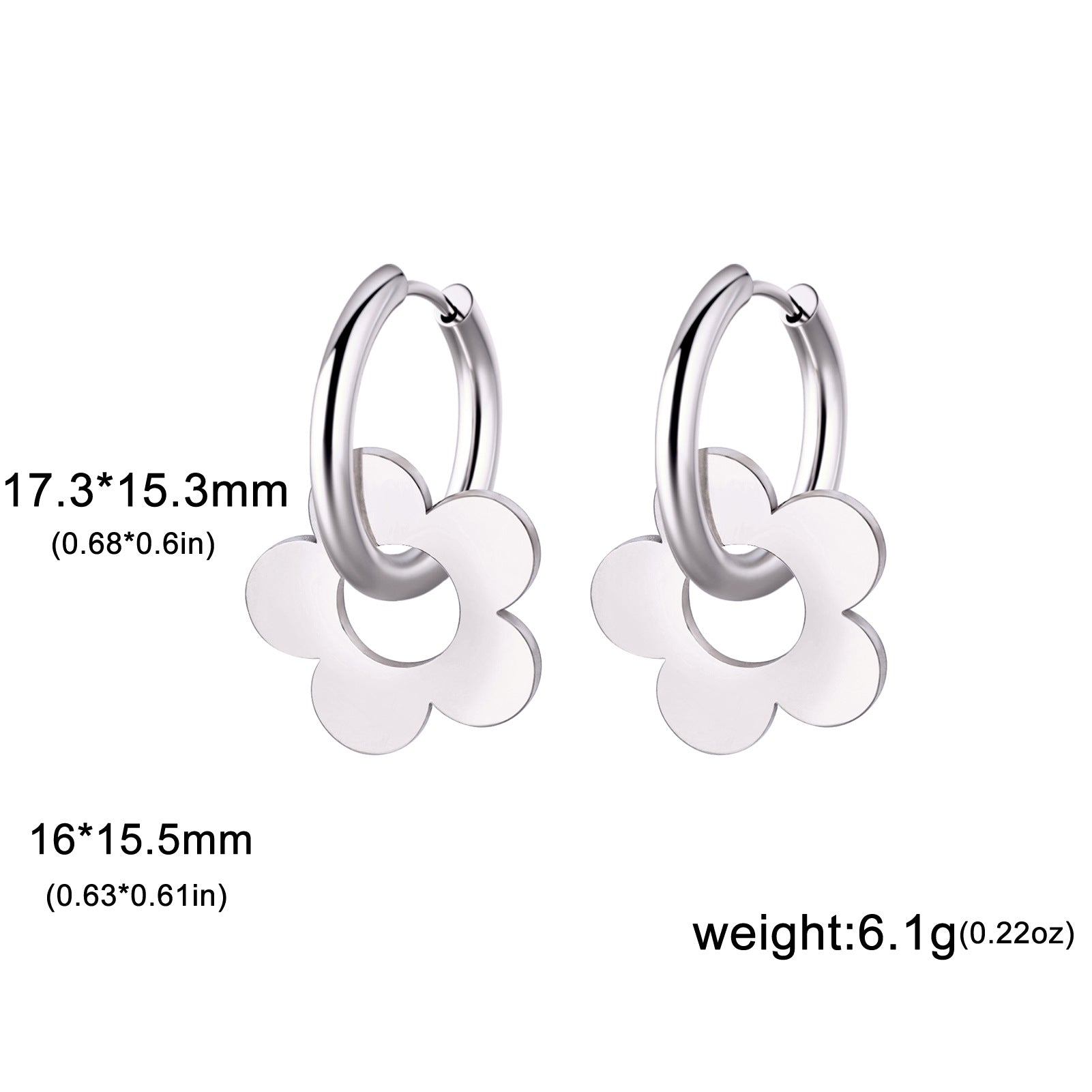 Wholesale Electroplated Stainless Steel Heart-Shaped Earrings Simple Western Style Women Fashion Jewelry Accessory Boutique Resale