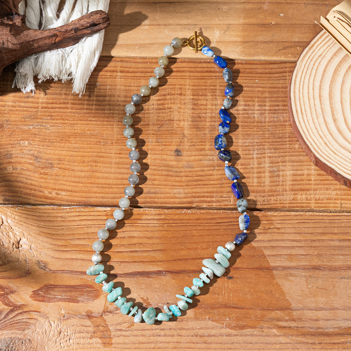 Wholesale Bohemian natural stone multi-layered necklace