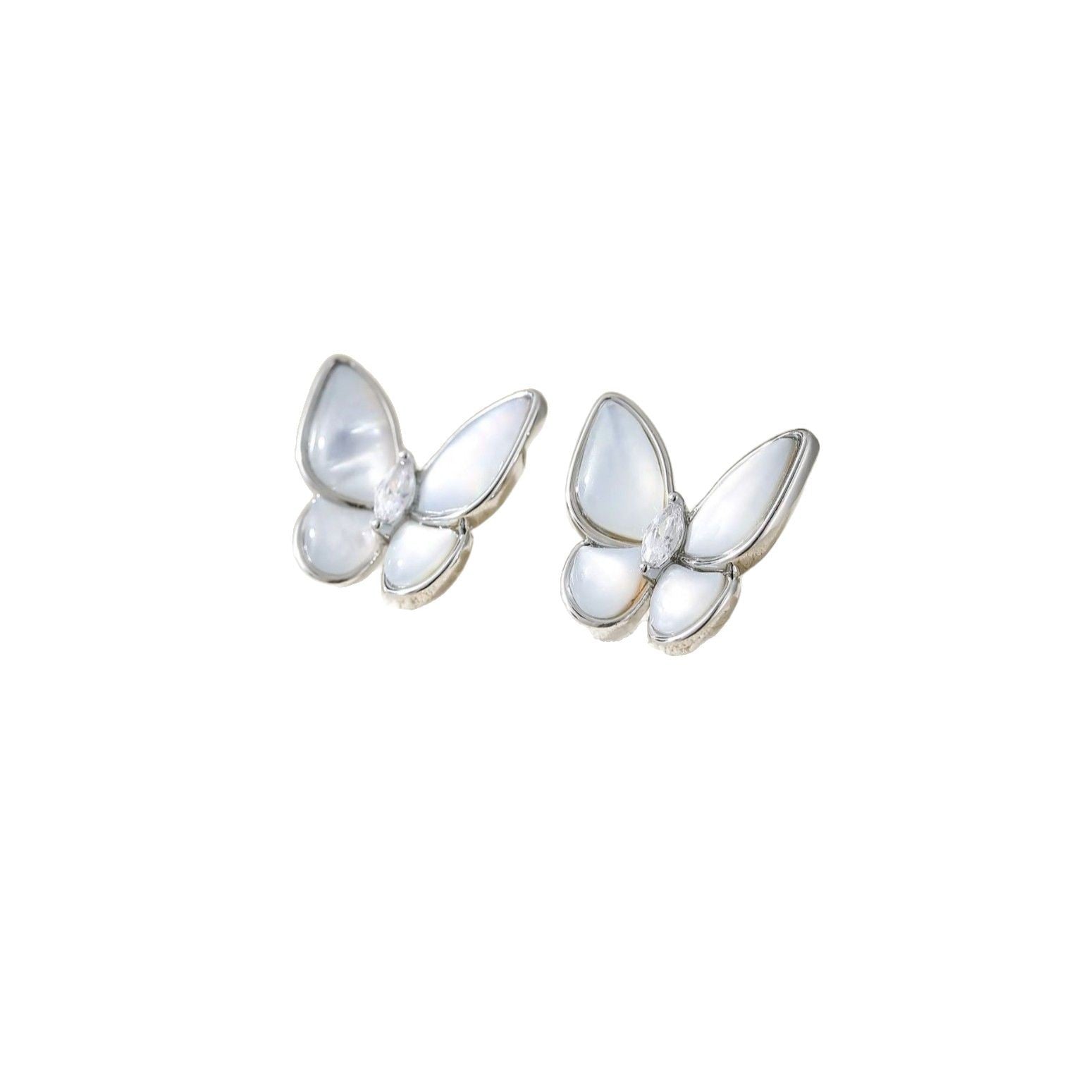 Wholesale Natural mother-of-pearl earrings love heart butterfly earrings