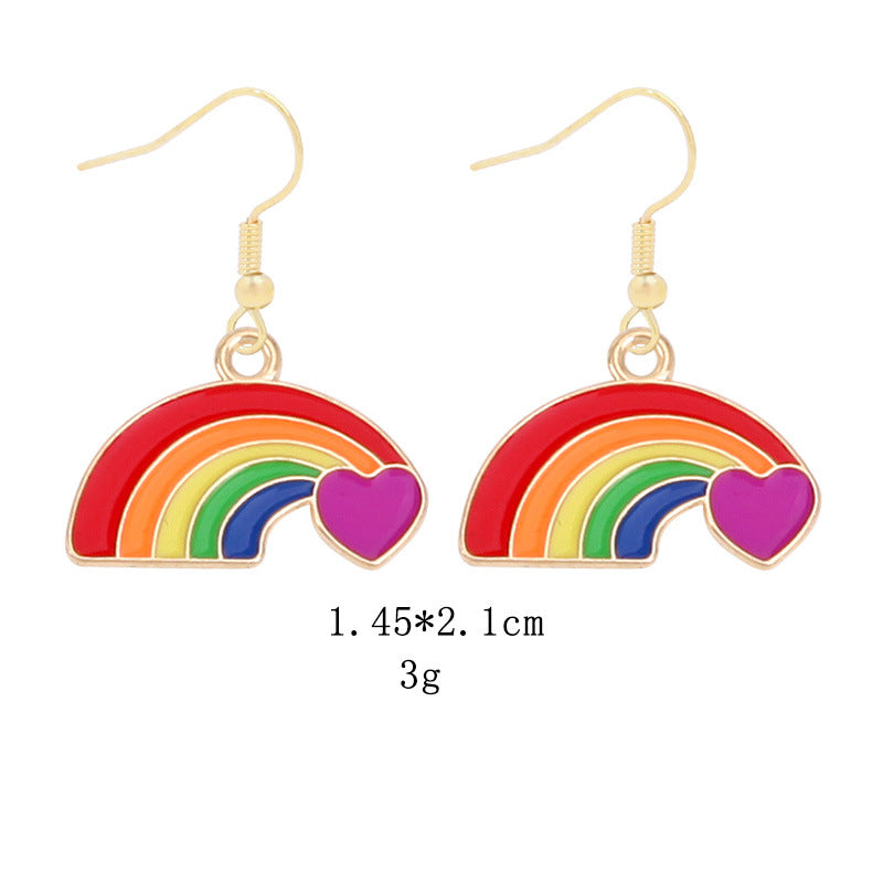 Wholesale LGBT Pride Month Rainbow Alloy Earrings ACC-ES-BinLi002