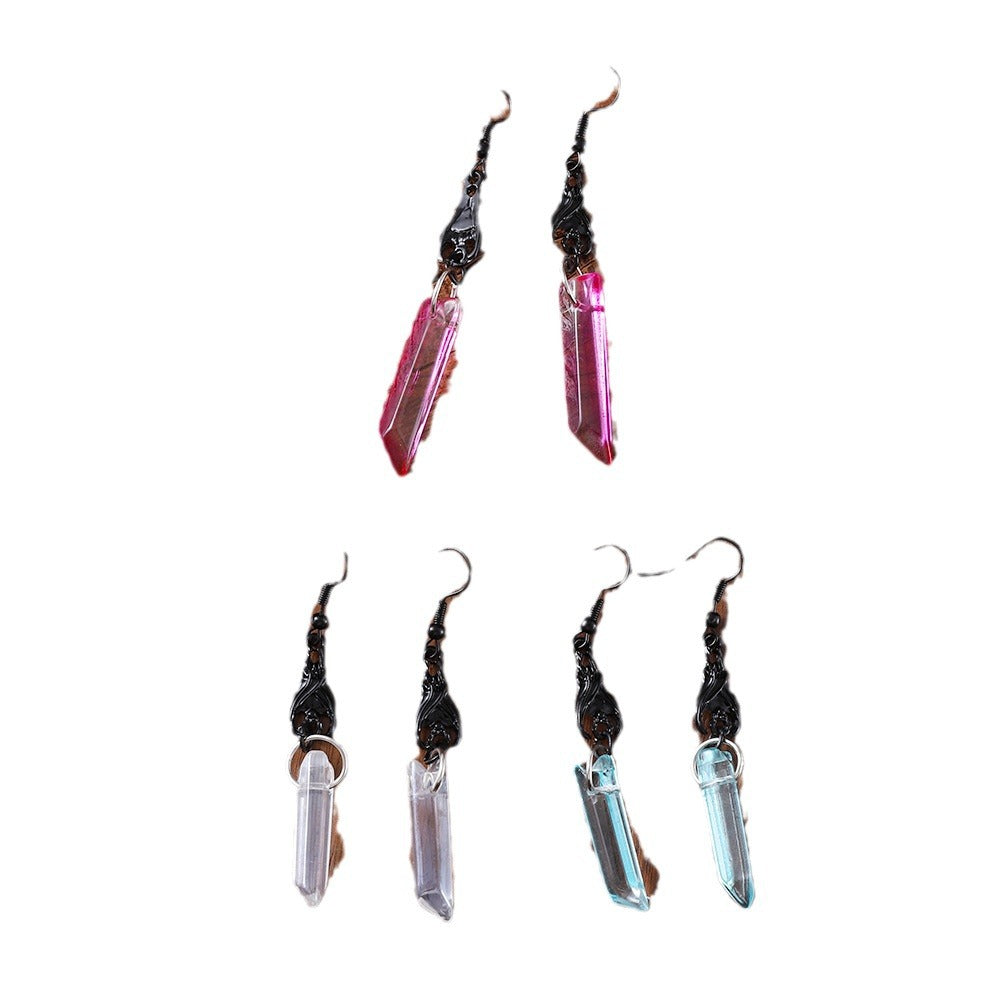 Wholesale Black Claw Hook Irregular Cylindrical Color Crystal Earrings