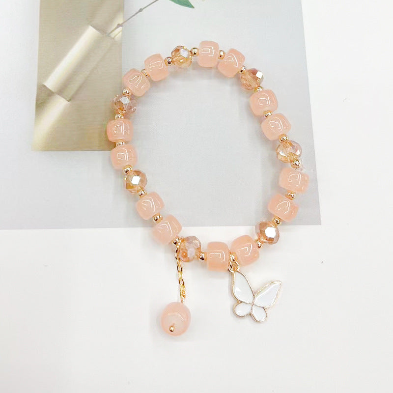 Wholesale Glass Crystal Butterfly Bracelet,  Handmade Barrel Beads Fashion Accessory for Women