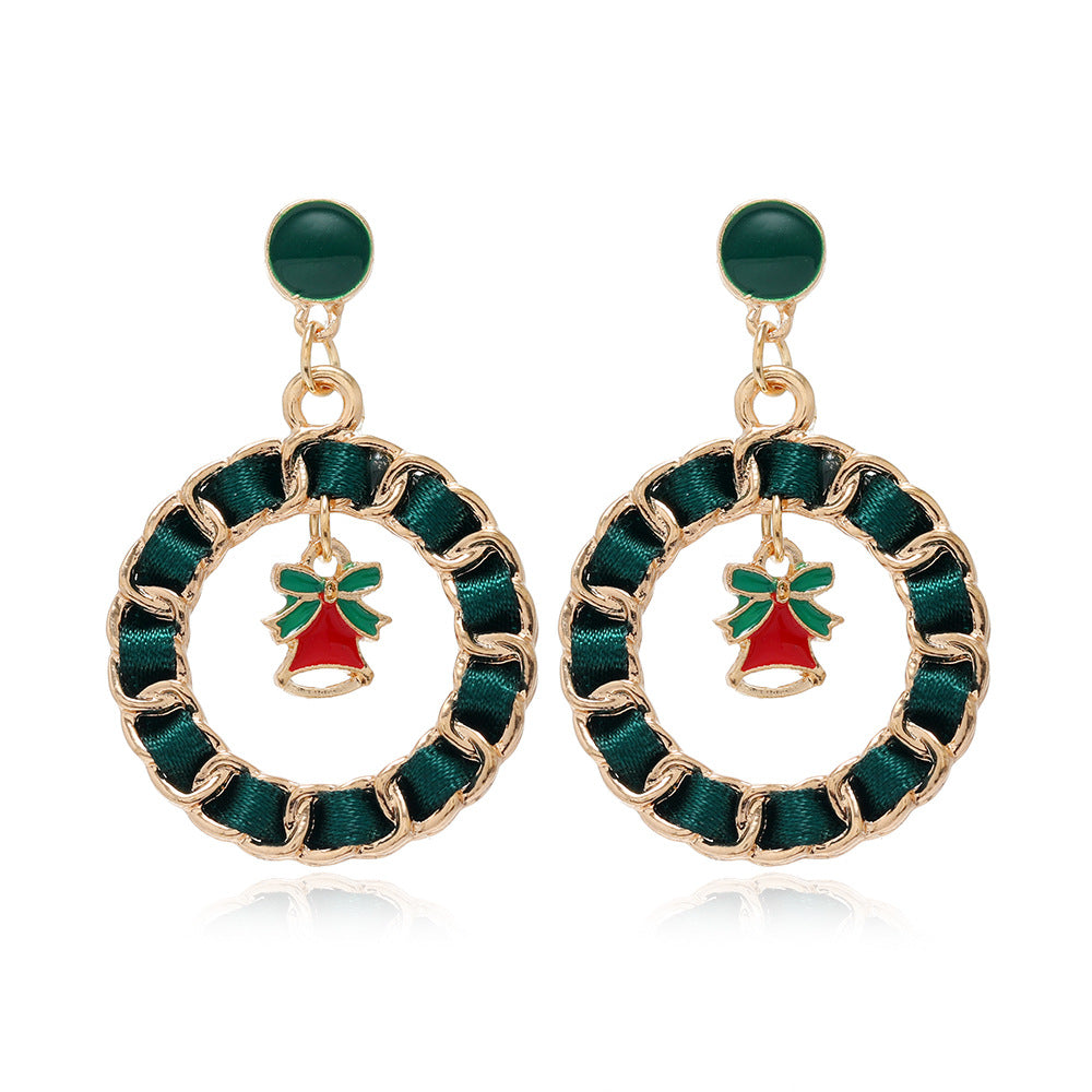 Wholesale Christmas Earrings Metal Oil Drop Ring Bell Christmas Tree Earrings ACC-ES-DingZhou003