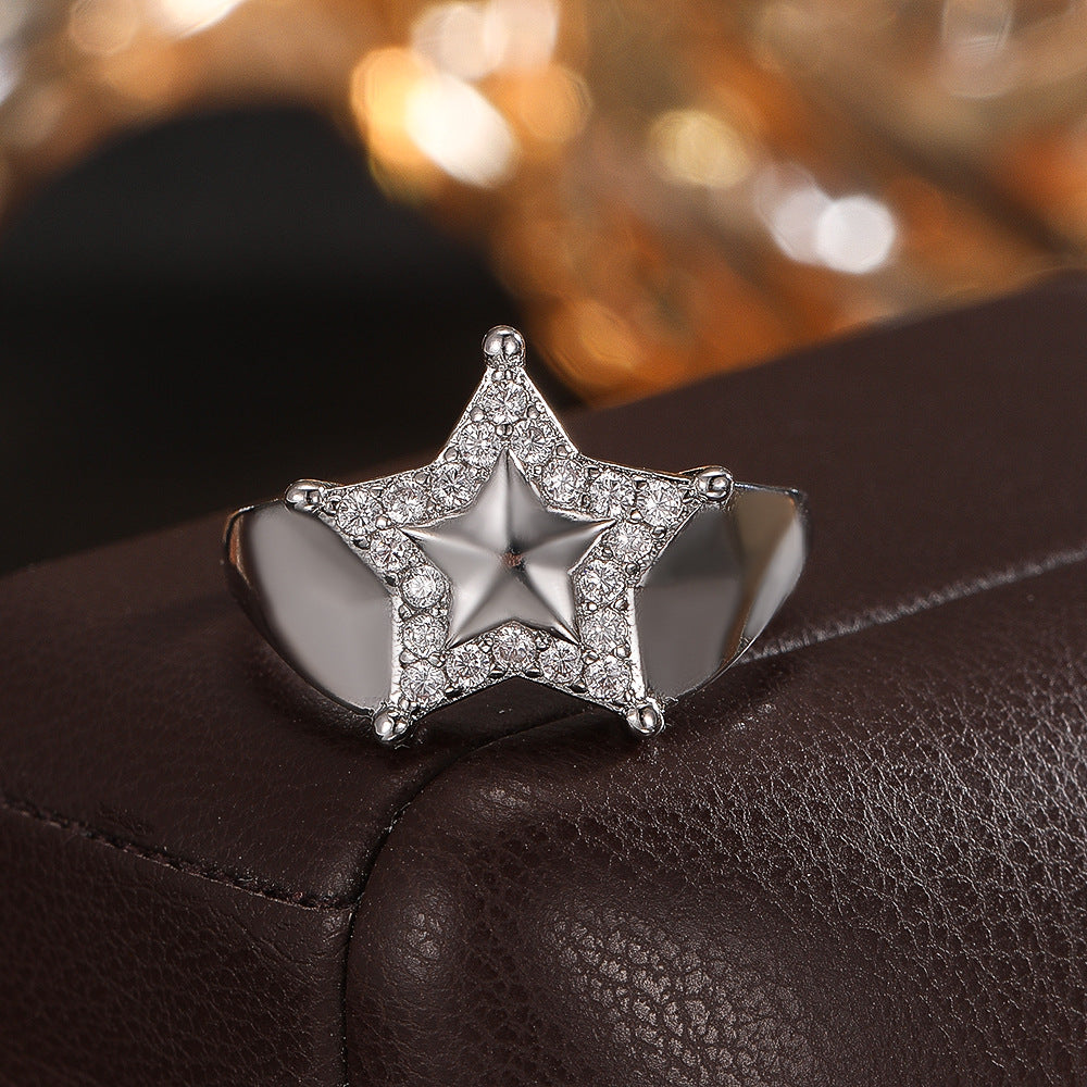 Wholesale Silver Plated Copper Zircon Adjustable Ring Geometric Minimalist Fashion Jewelry For Women