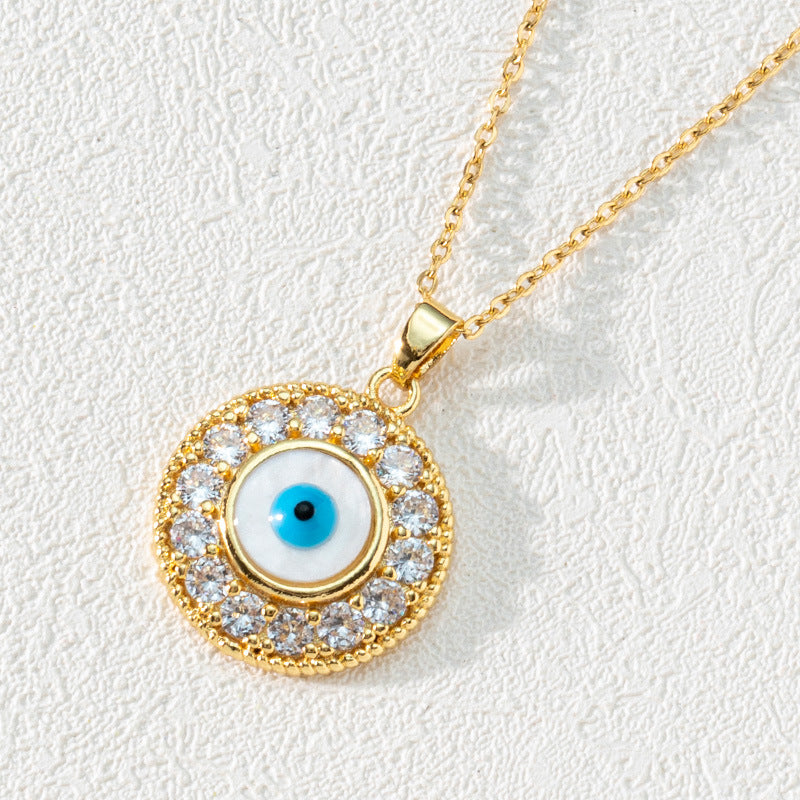 Wholesale Bohemian Evil Eye Pendant Necklace Copper Zircon Drop Oil Fashion Accessory Boutique Resale
