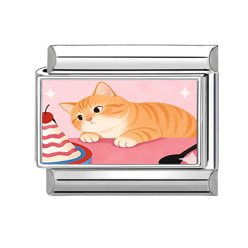Wholesale Cute Cat DIY Modular Bracelet Stainless Steel Fashion Accessory