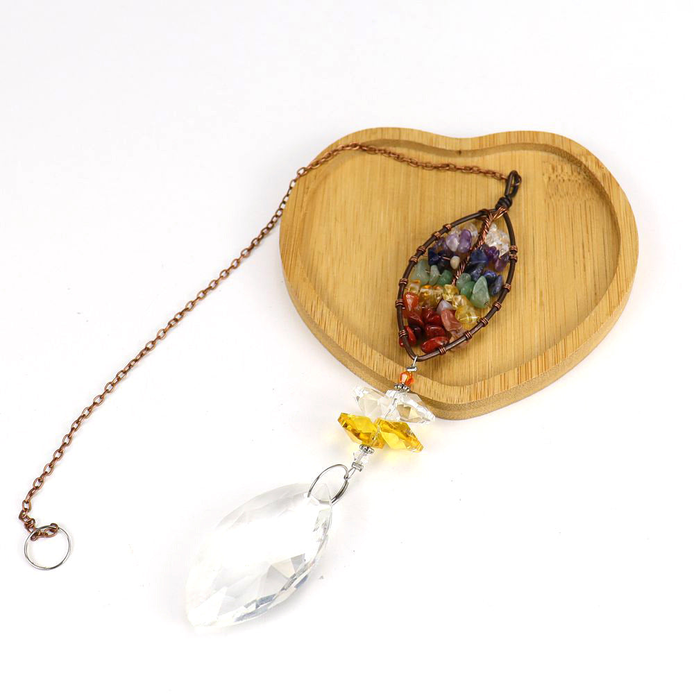 Wholesale  Natural Gravel Tree of Life Crystal Pendant Wind Chimes