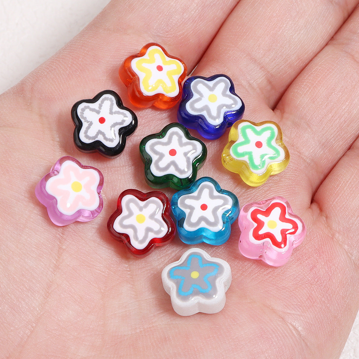 Wholesale   colorful flower patterns Focal Beads DIY Bead Accessories