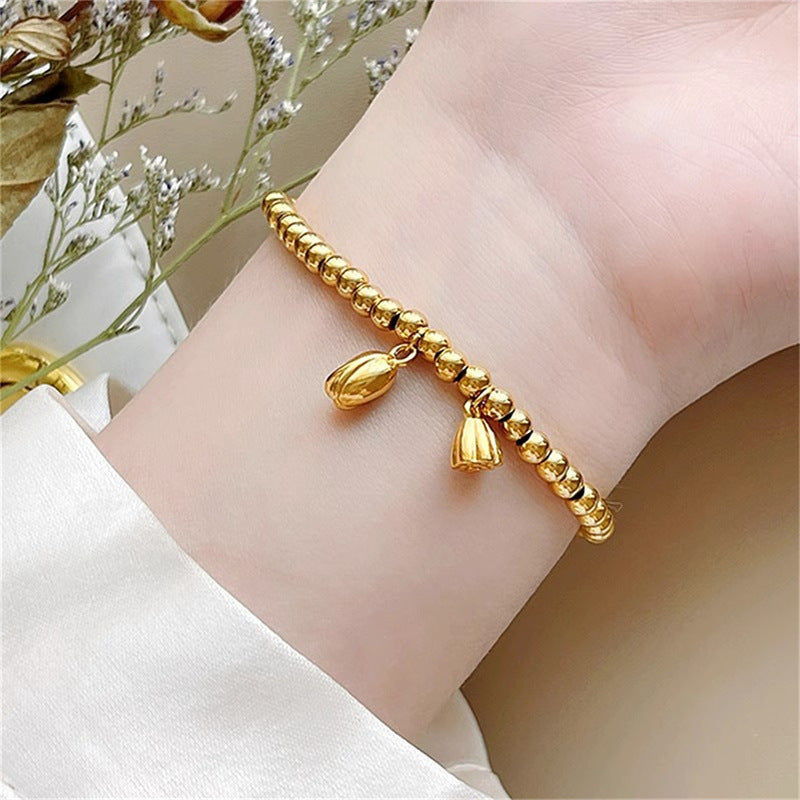 Bracciale con semi di loto dorato in acciaio inossidabile all'ingrosso