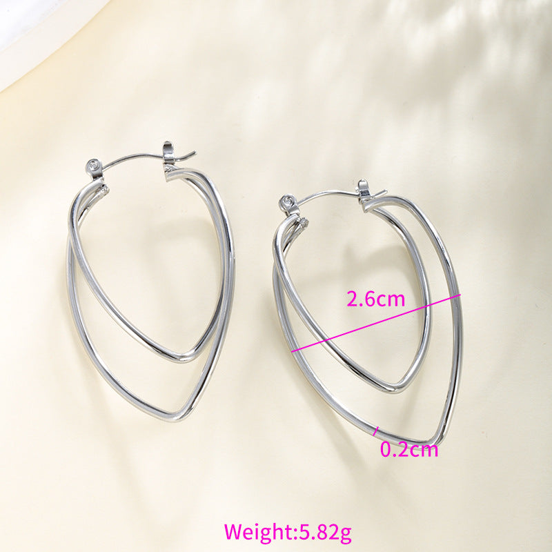 Wholesale Stainless steel heart-shaped large circle earrings