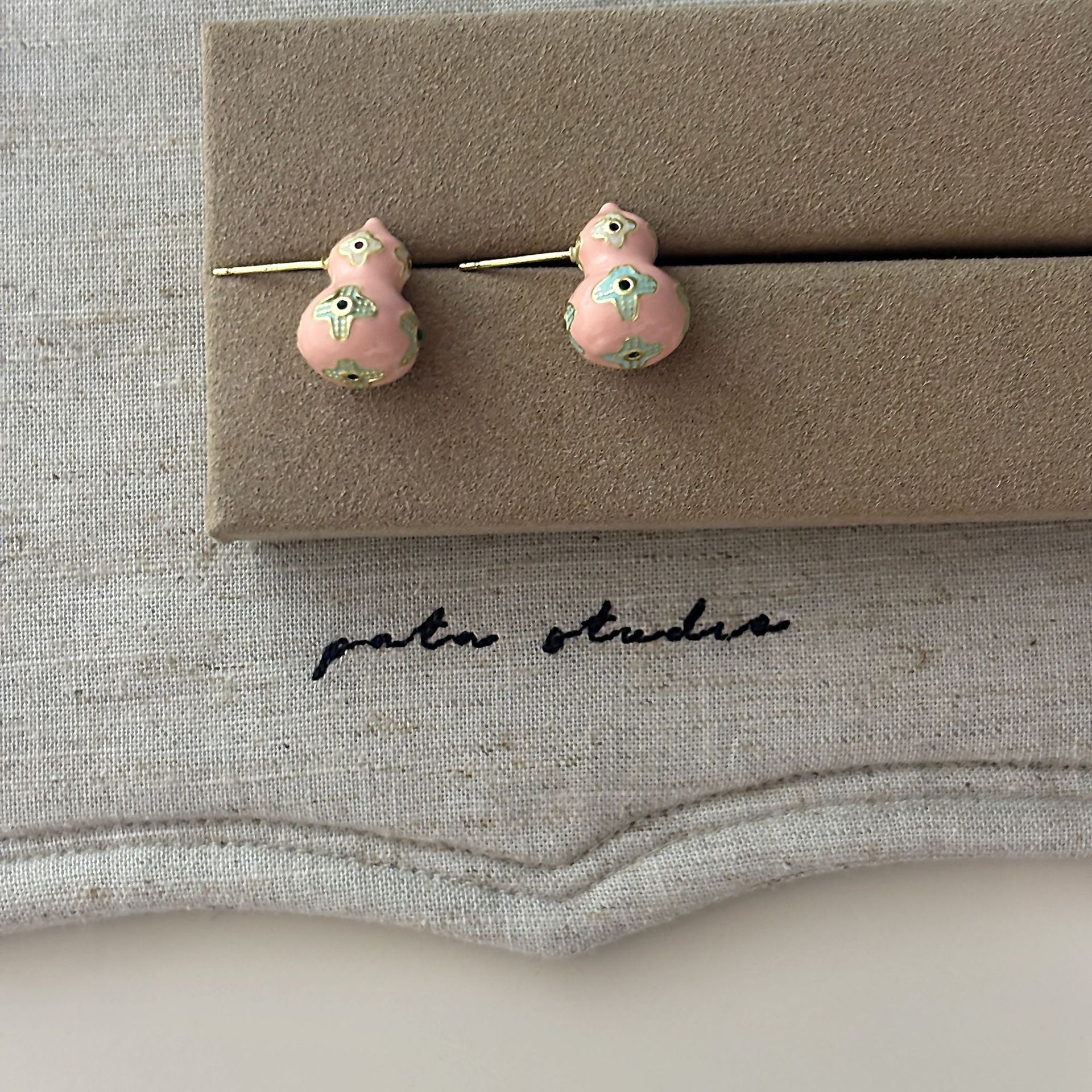 Wholesale Enamel Drop Glaze Four-Leaf Clover Gourd Earrings