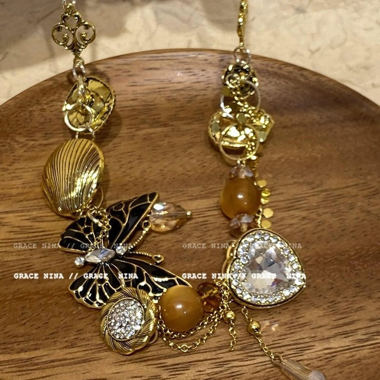 Wholesale Alloy electroplated butterfly necklace