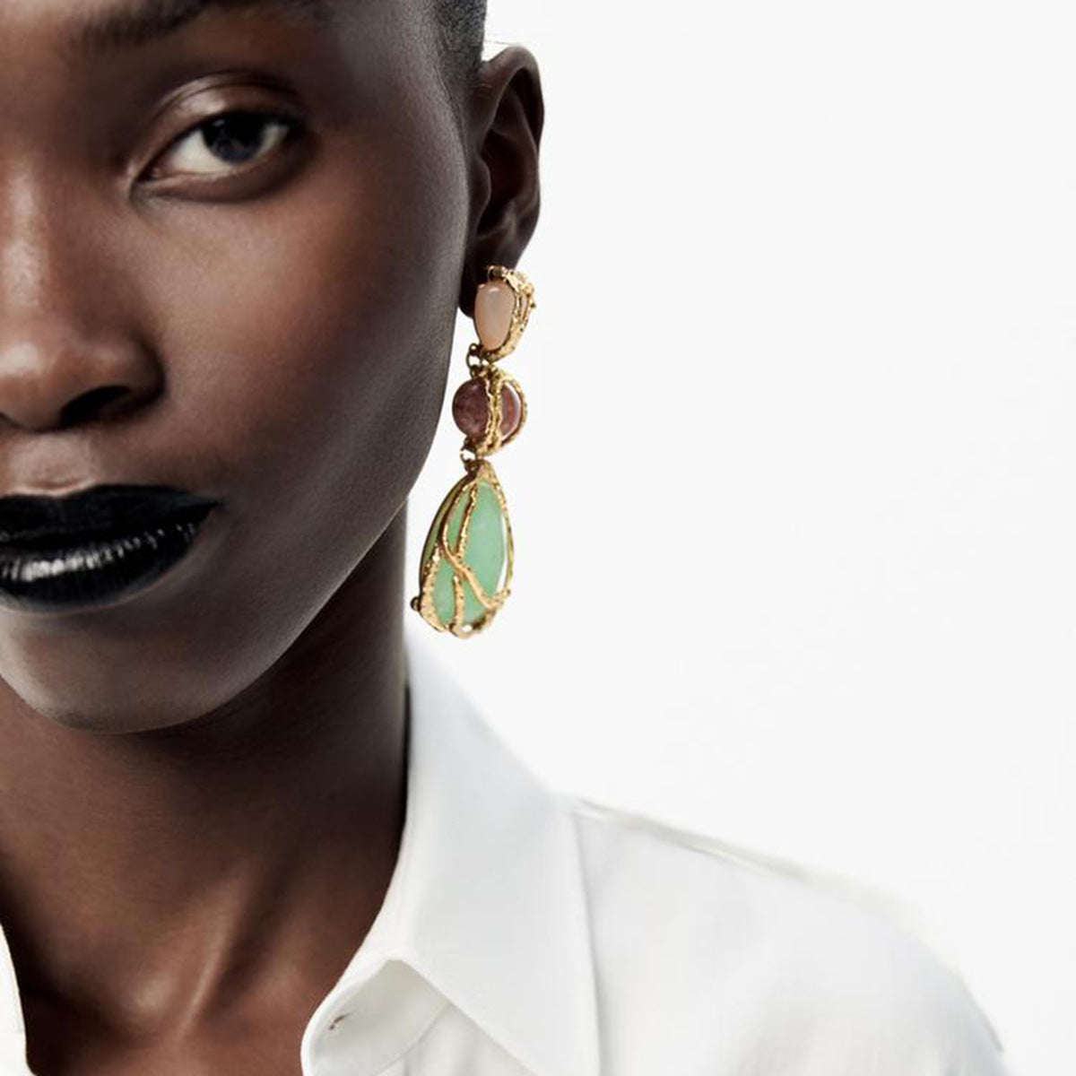 Wholesale acrylic alloy net bag crystal geometric earrings