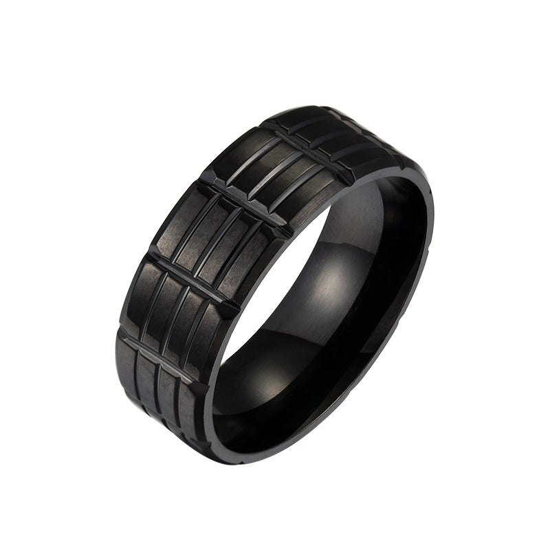 Wholesale  Men's  Electroplated Black Combination Stainless Steel Ring