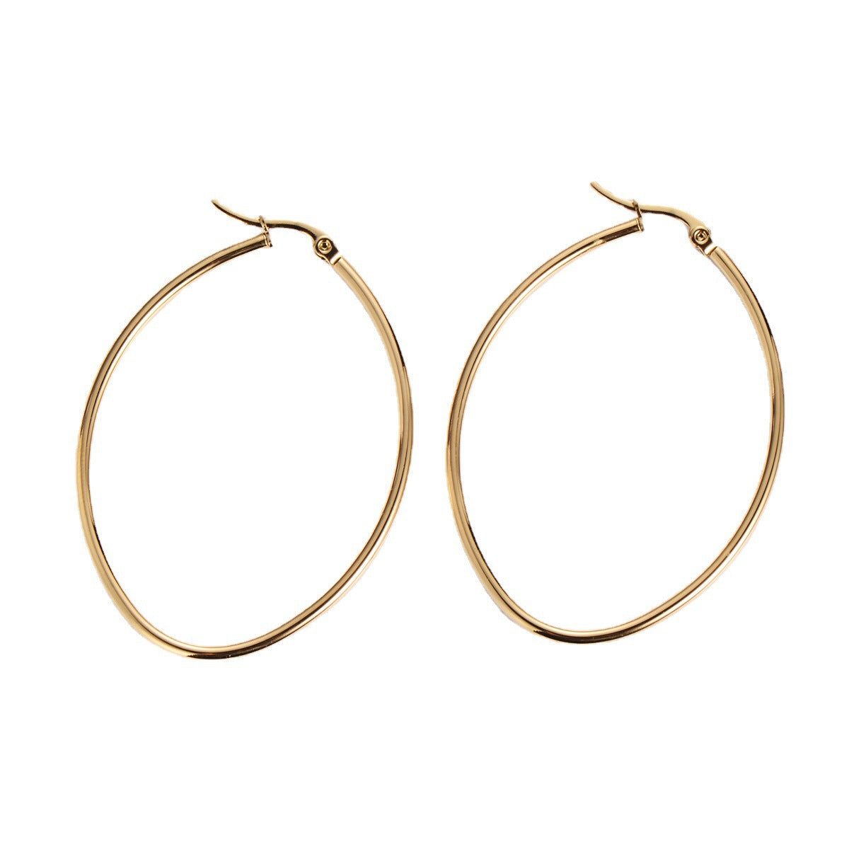 Wholesale Stainless steel  earrings 18K Gold new round line  egg-shaped earrings