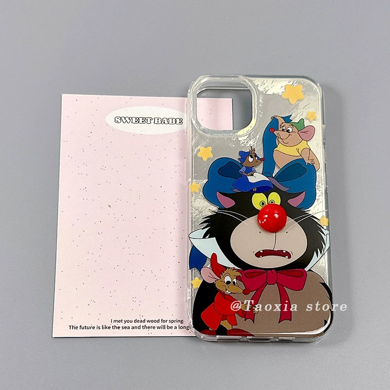 Wholesale Fun Three-dimensional Red Nose Cat Soft Phone Case ACC-PC-Taoxia002