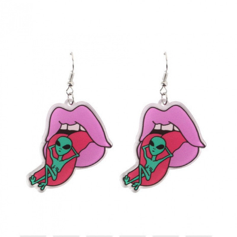 Wholesale Acrylic Cartoon UFO Alien Spaceship Acrylic Earrings