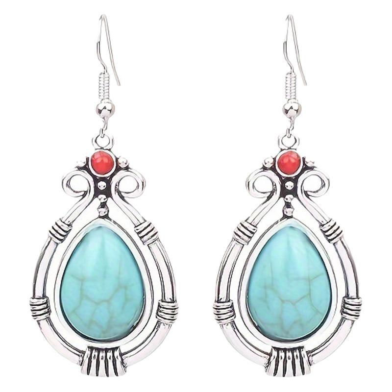 Wholesale Velvet Rivet Leather Choker 8-Piece Bracelet Set Turquoise Earrings Jewelry Set