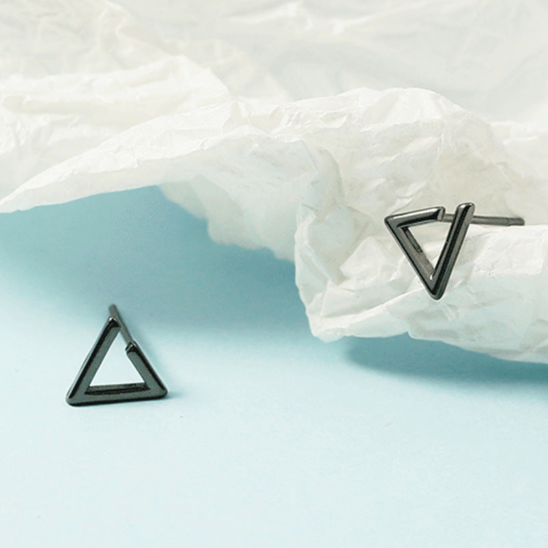 Wholesale open triangle mini black hollow versatile earrings