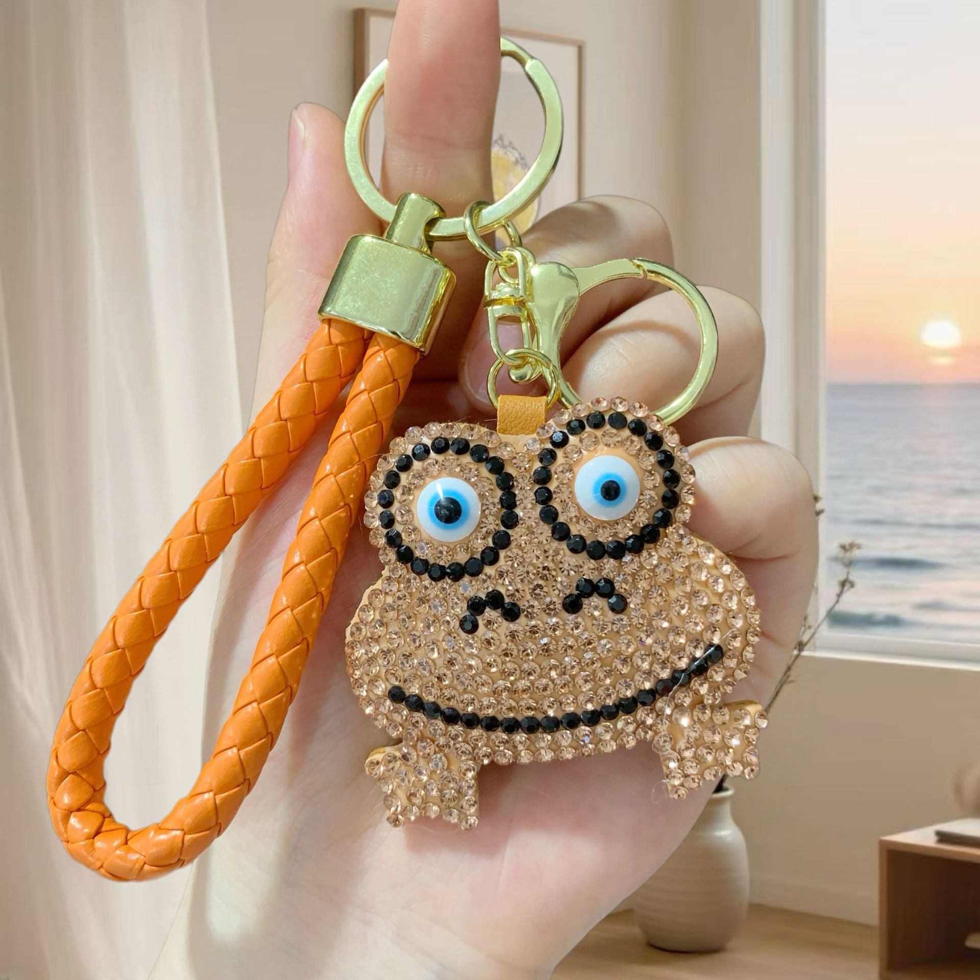 Wholesale Rhinestone Frog Keychain Full Diamond Leather Pendant Wedding Gift Fashion Accessory