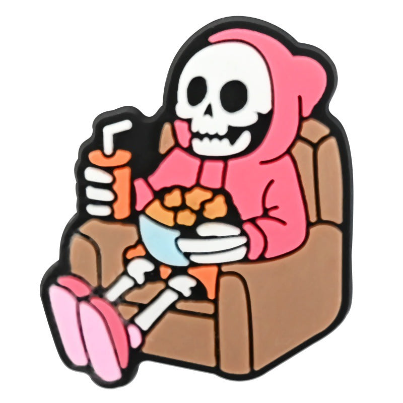 Wholesale Random 100pcs  skull cartoon clogs  PVC Soft Rubber Shoe Buckle Decoration