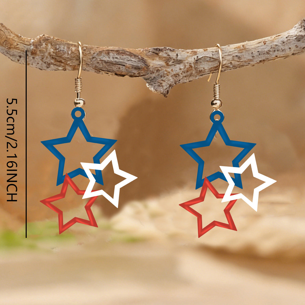 Wholesale Independence Day Red,  White,  and Blue American Flag Star  Heart Acrylic Earrings